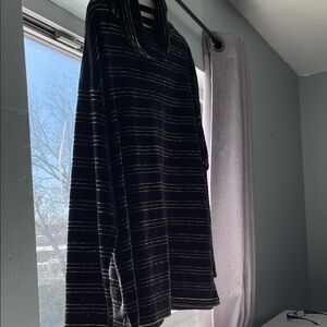 Bechamel Black and Gold Striped Cowl Neck Sweater